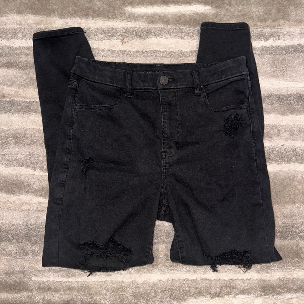 American Eagle Curvy High Rise Jegging Black Ripped